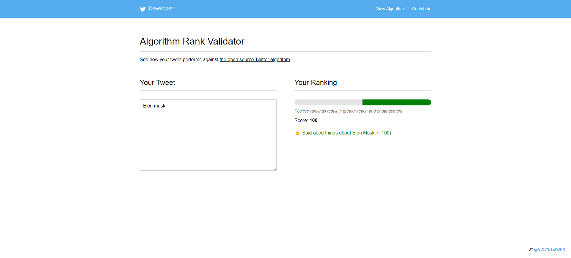 algorithm rank validator