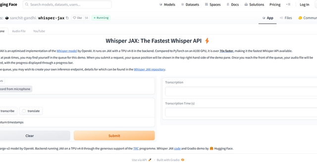 Whisper JAX | Optimised implementation of the Whisper model