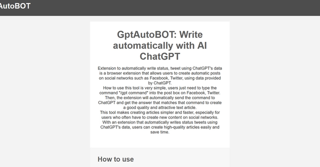 GPTAutoBot | Write automatically with AI ChatGPT