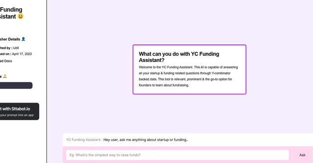 YC Funding Assistant | YC Funding Assistant to answer all your startup & funding related questions.