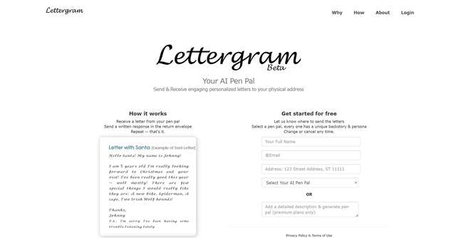 Lettergram | Tailored pen pal communication offline.