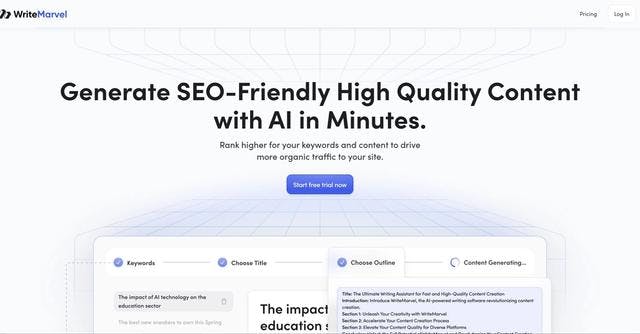 WriteMarvel | Generate SEO-Friendly High Quality Content with AI in Minutes.