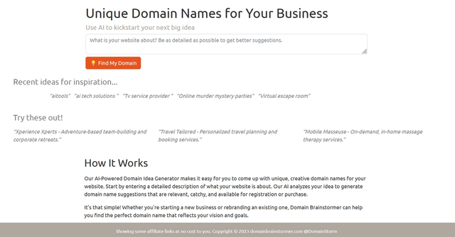 Domain Brainstormer | AI-powered domain name generator