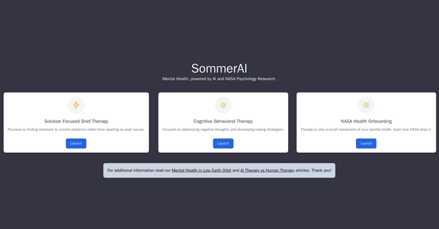 SommerAI | SommerAI is an AI therapist that utilizes evidence-based approaches such as CBT