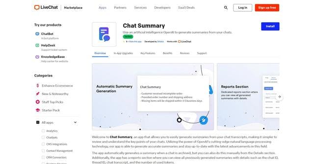 Chat Summary | Summarized chat transcripts.
