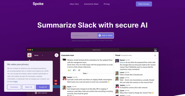 Spoke.ai Slack Summarization | Summarize Slack with secure AI
