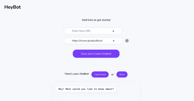 Heybot | Website to chatbot converter powered by ChatGPT