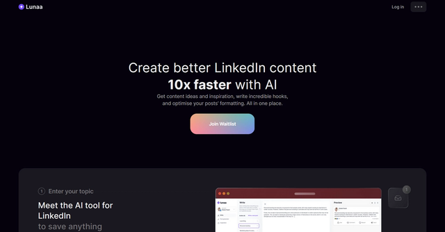 Luna Ai | Create better Linkedin content 10x Faster with Ai