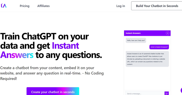 Instantanswers | Customizable chatbots with real-time responses builder.