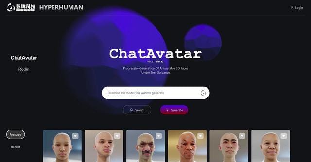 ChatAvatar | Generated 3D avatars for online communication.