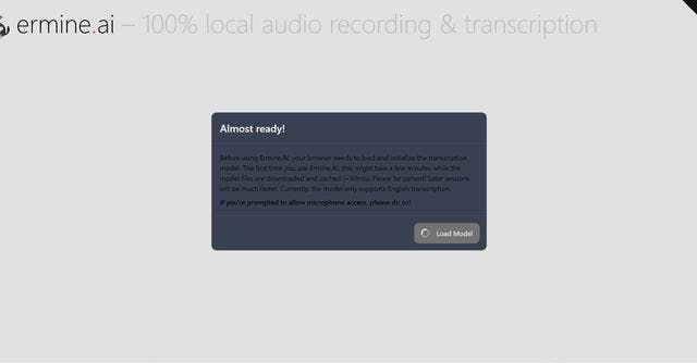 Ermine | Instant audio transcription without external help.