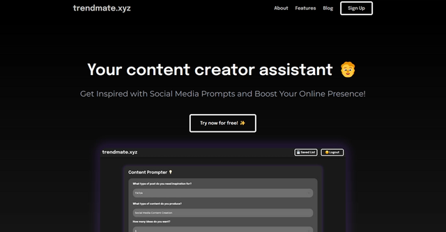 Trendmate.xyz | AI social media tool for content ideas.