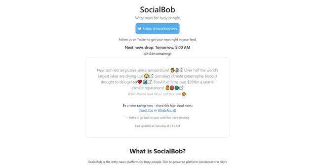 SocialBob | News platform for busy people.