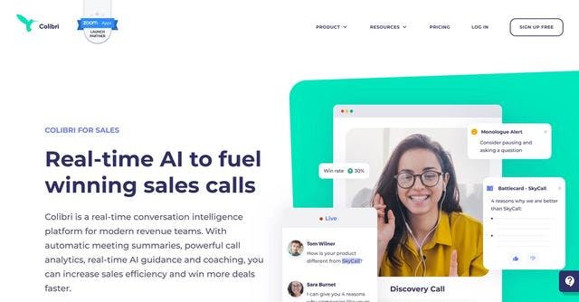 Colibri | Optimized real-time sales call assistance.