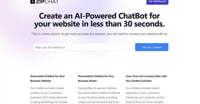 ZipChat AI | Create an AI-Powered Chatbot in less than 30 seconds