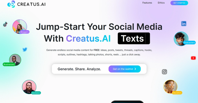 Creatus.AI | Jump-Start Your Social Media With Creatus.AI