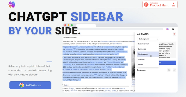 ChatGPT Sidebar | AI & you work side by side on any page