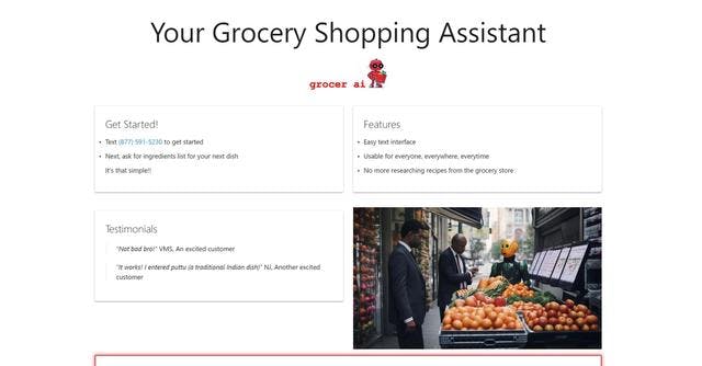 Grocer AI | Generates shopping lists for convenience.