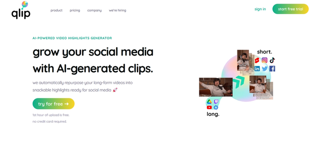 Qlip.ai | Grow your social media with AI-generated clips.