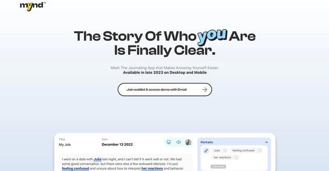 Mynd | Self-care app detects patterns & insights in journaling.