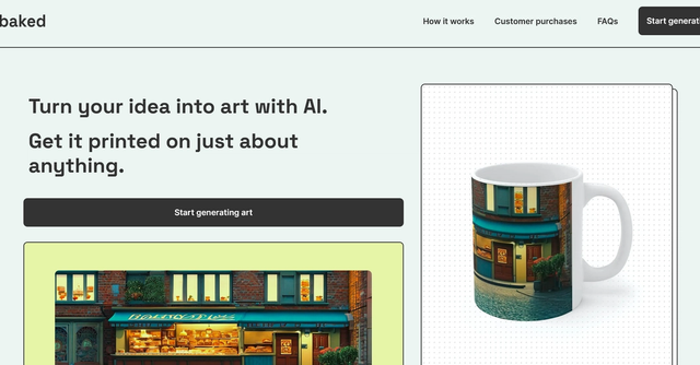 Baked AI | Create AI images and put them on custom products