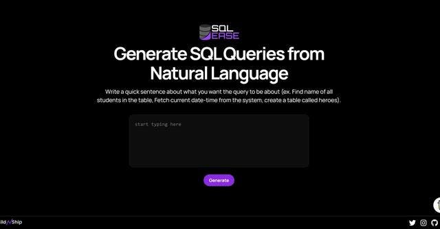 SQL Ease | Generate SQL queries effortlessly with natural language input using SQL-Ease