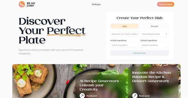 Be My Chef | Generated recipes for personalized meal planning.