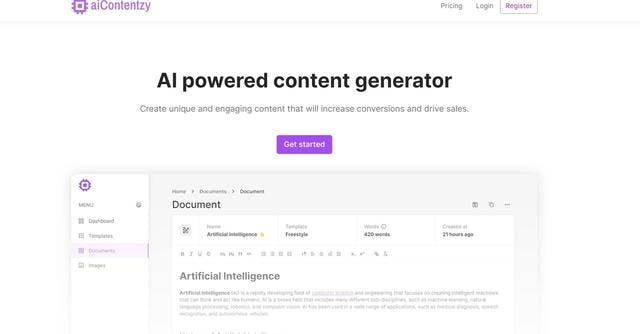 AiContentzy | Generated content for businesses and individuals.