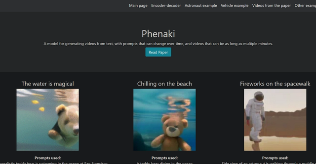 Phenaki | A model for generating videos from text.