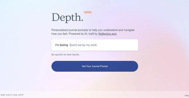 Depth | Journal prompts for emotional self-reflection.