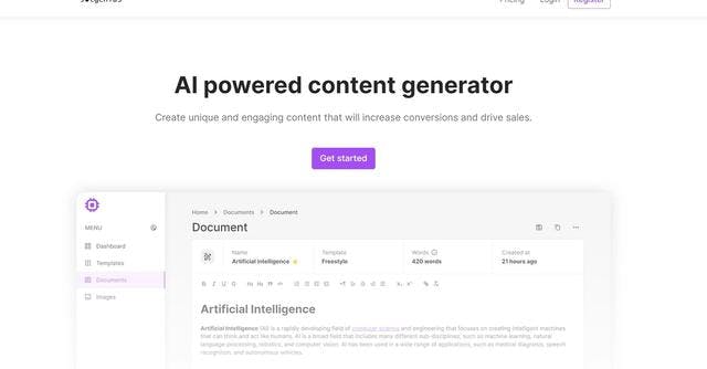 Jotgenius | Generated content with pre-made templates.