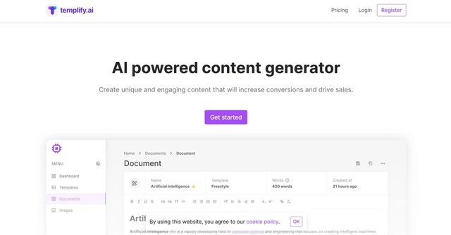 Templify.ai | AI-powered content generator that helps create unique and engaging content to increase conversions and drive sales.