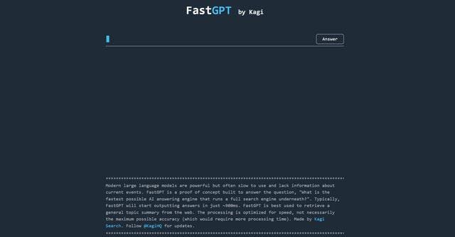 FastGPT | Fast general summaries search engine.