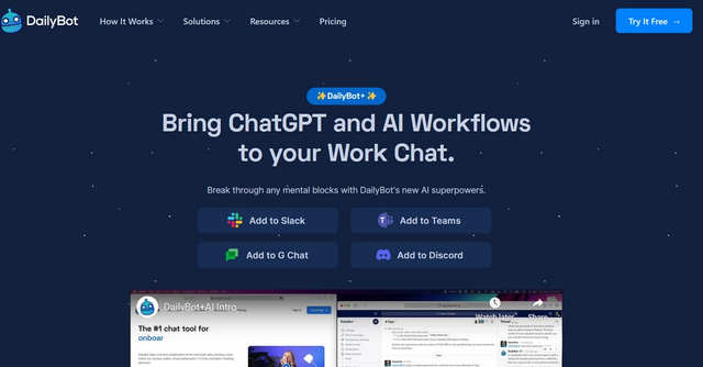 DailyBot | Bring ChatGPT and AI Workflows to your Work Chat.