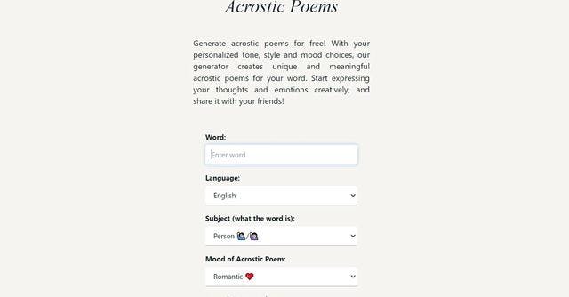 Poemacrostic | Personalized acrostic poem generator.