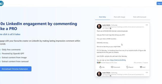 LinkedIn Comment AI | Chrome extension powered by OpenAI GPT for effective and efficient commenting on LinkedIn.