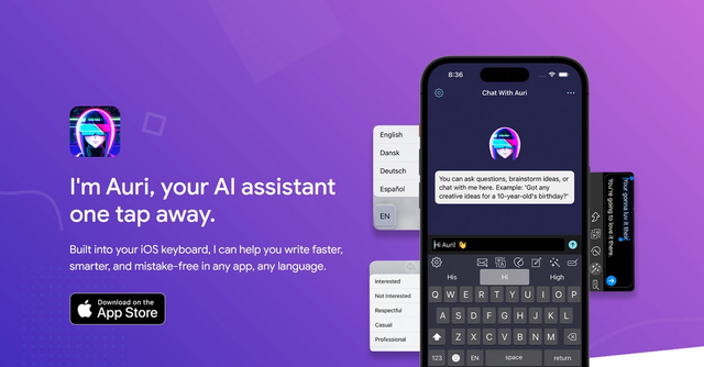 Auri AI | Writing assistant built into your iOS keyboard