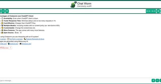 Chatworm | Customizable chatbot with prompt response times.