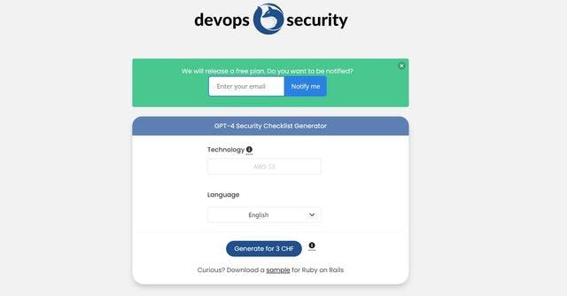 Devops Security | Customizable Security Checklist Generator for Software Development Projects