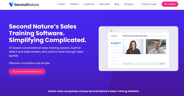 Second Nature AI | A sales roleplay application using AI powered avatars