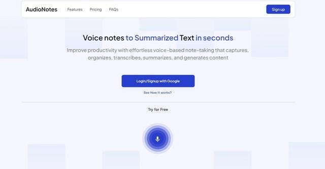 AudioNotes | Boost productivity with voice-based note-taking and instant summarization.