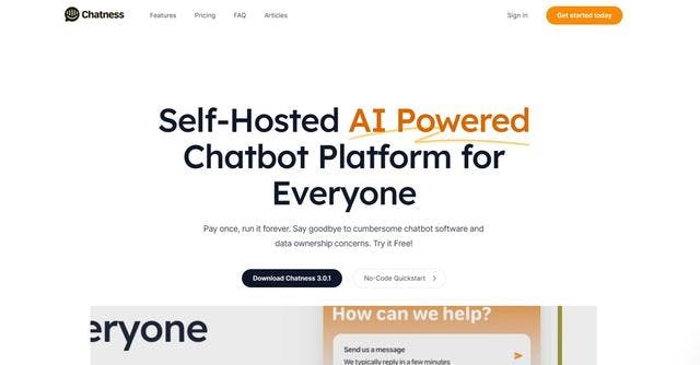 Chatness | Self-hosted chatbot platform with ChatGPT and Firebase for easy website integration.