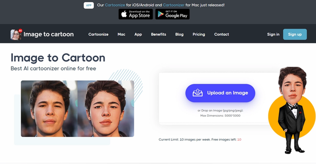 Imagetocartoon | Imagetocartoon is an avatar maker that uses artificial intelligence to convert your photos into cartoon versions. The app has a simple interface that makes it easy to apply the cartoon effect to your images. It also offers a wide range of cartoon effects