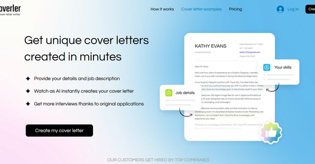 Coverler | AI generator of cover letters for job applications