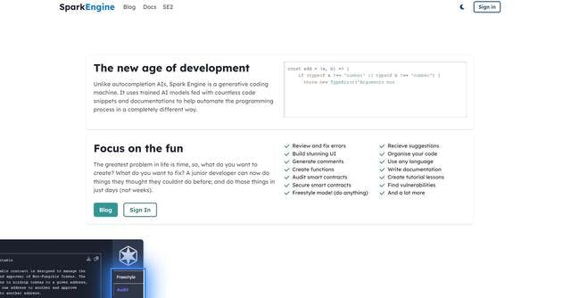 Spark Engine | Revolutionary generative coding engine transforming the coding landscape.