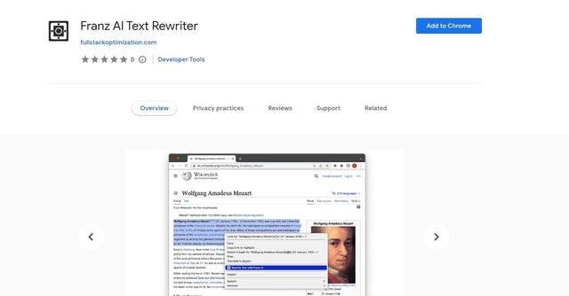 Franz AI | A Chrome extension to rewrite text using OpenAI API.