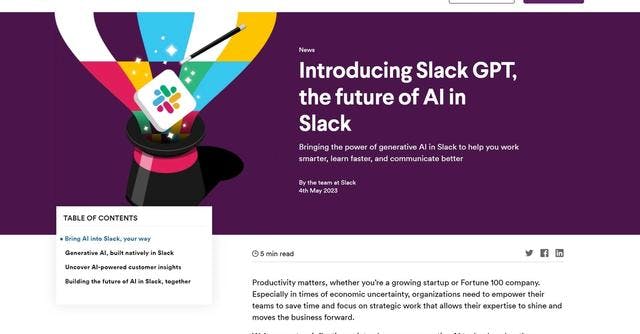 Slack GPT | Bringing the power of generative AI in Slack to help you work smarter