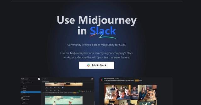 Midjourney for Slack | Community-created port of Midjourney AI image generation bot for Slack.