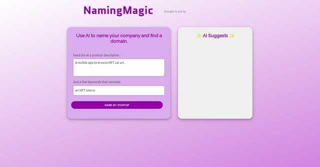 Naming Magic | Use AI to name your company and find a domain.