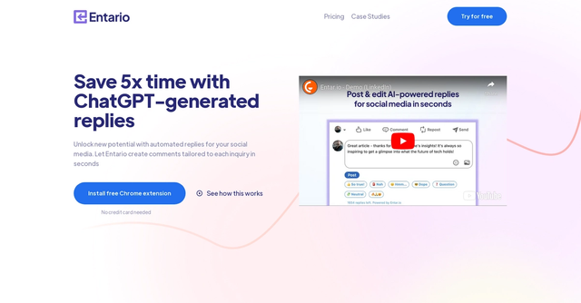 Entar.io | ChatGPT replies for social media